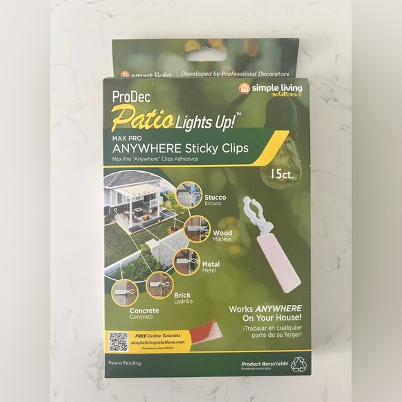 ProDec Patio Lights Up! MAX PRO ANYWHERE Sticky Clips – 15 ct - NIB - Picture 1 of 1